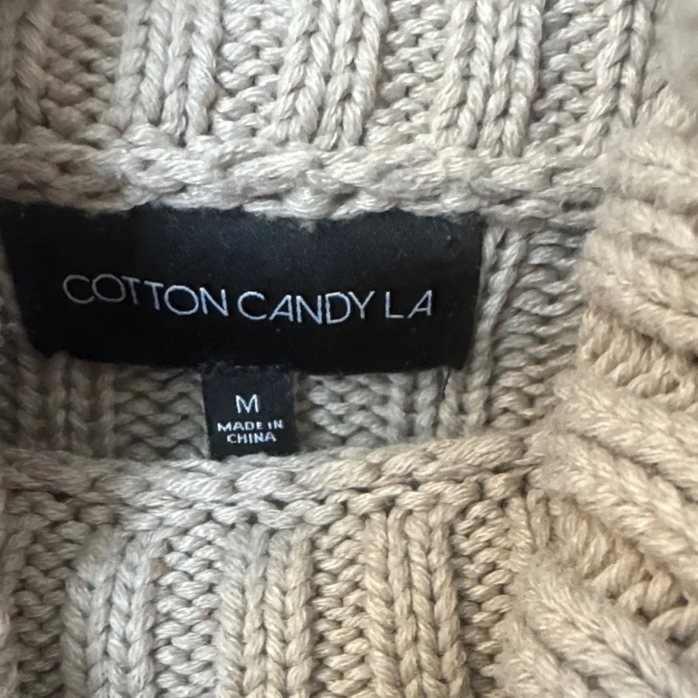 Cotton Candy Taupe Cropped Cowl Neck Sweater